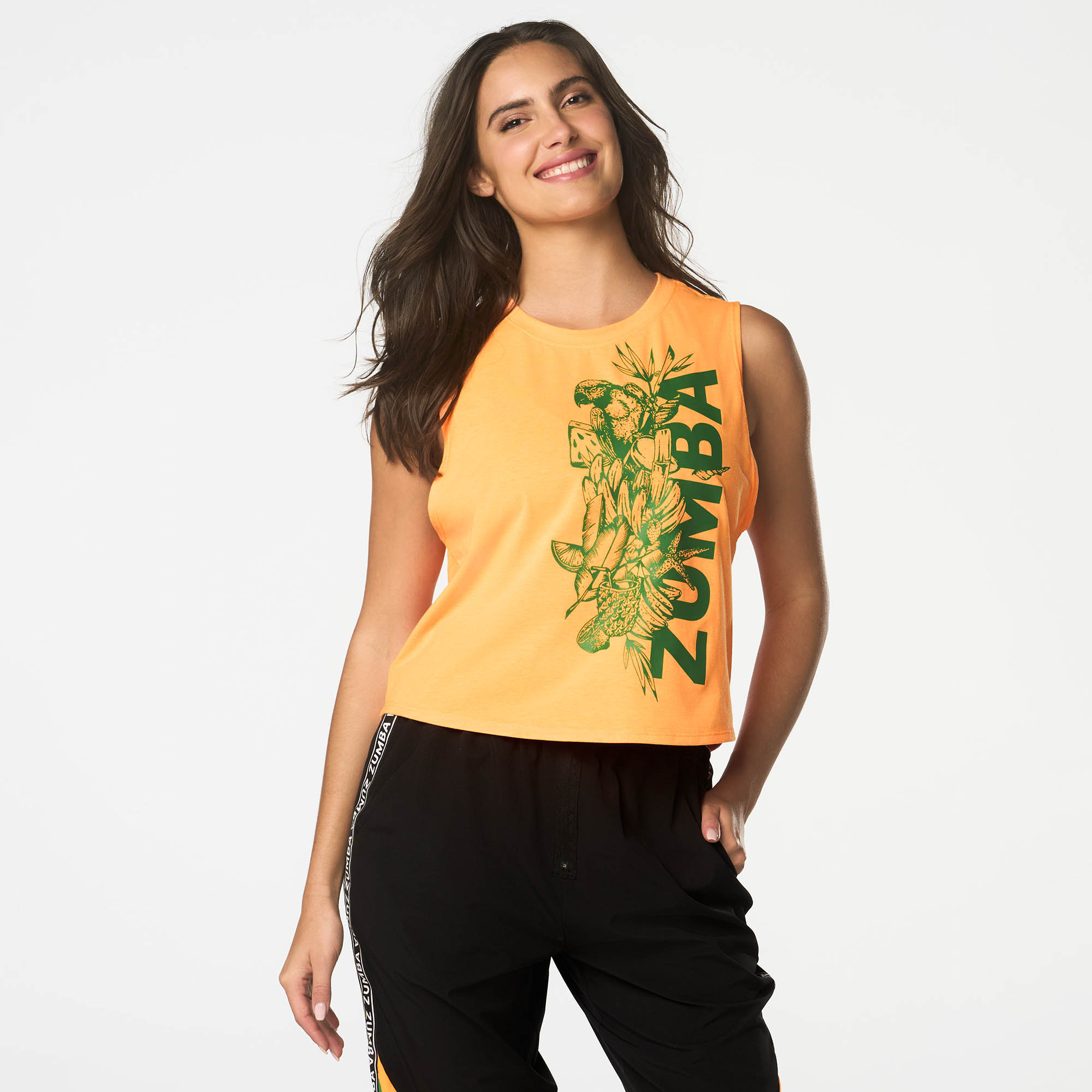 Zumba Tropics High Neck Muscle Tank (粉/橘) | TWI Shop