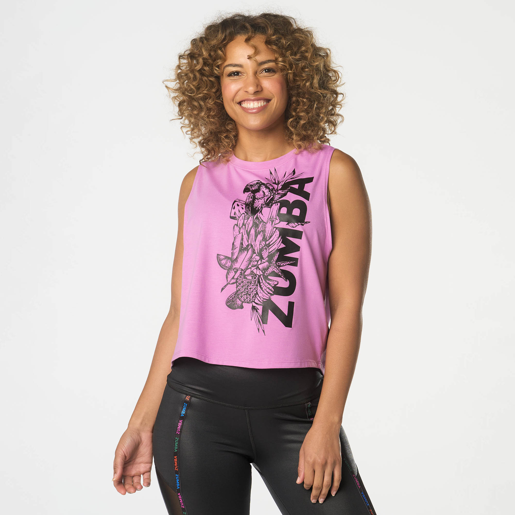 Zumba Tropics High Neck Muscle Tank (粉/橘) | TWI Shop