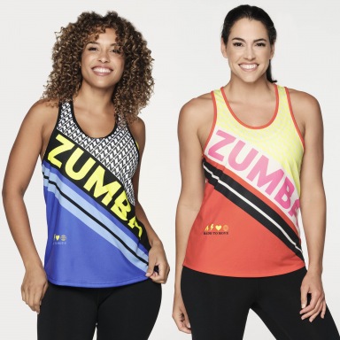 Zumba Move Loose Tank - Periwinkle / Cherry Red Z1T000287