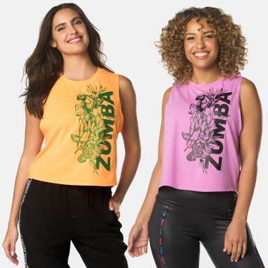 Zumba Tropics High Neck Muscle Tank (粉/橘) | TWI Shop